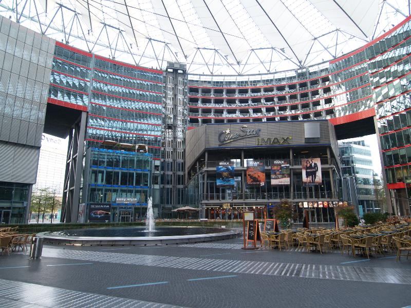Berlin, Germany: Sony Center (Potsdamer Platz): courtyard (1996-2000, architect Helmut Jahn)