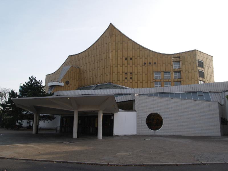 Berlin, Germany: Philharmonie (Herbert von Karajan Strasse): view (1956-1963, architect Hans Scharoun)