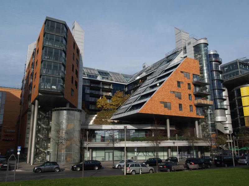 Berlin, Germany: Linkstrasse office and residential complex: view (1996-1999, Richard Rogers)