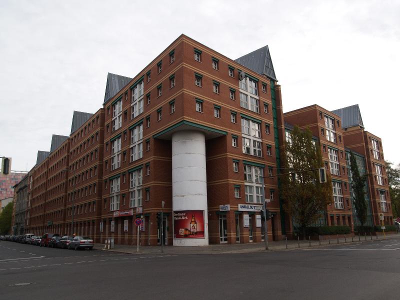 Berlin, Germany: corner of Wilhelmstrasse and Kochstrasse: view (1988, architect Aldo Rossi)