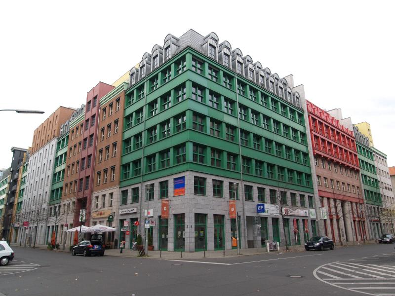 Berlin, Germany: corner of Zimmerstrasse and Markgrafenstrasse: view (1996, architect Aldo Rossi)