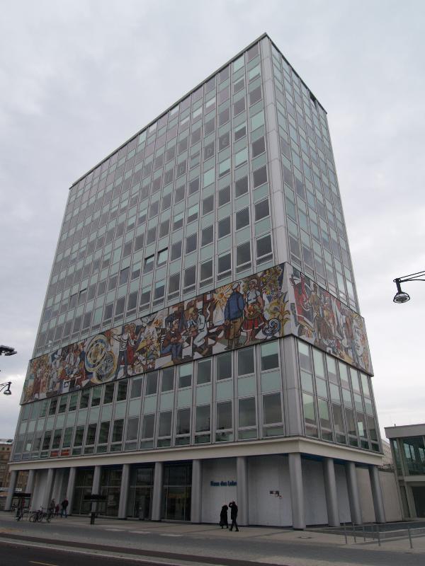 Berlin, Germany: Haus des Lehrers (Alexanderstrasse): view (1961-1964, architect Hermann Henselmann)