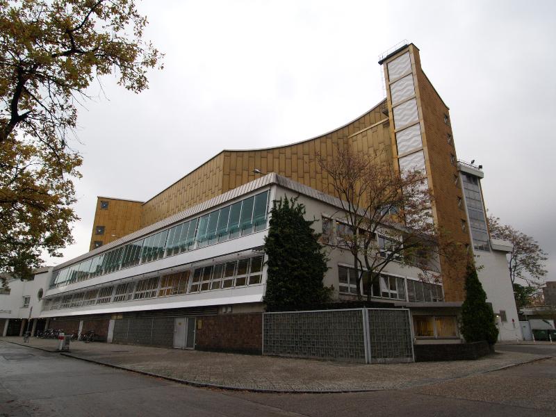 Berlin, Germany: Philharmonie (Herbert von Karajan Strasse): view (1956-1963, architect Hans Scharoun)