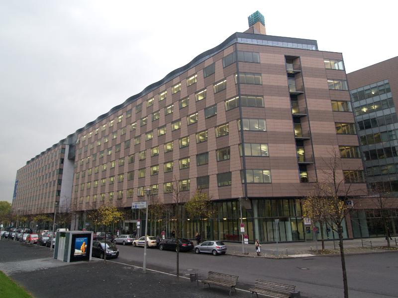 Berlin, Germany: Linkstrasse office complex: view (1993-1996, architects Arata Isozaki and Steffen Lehmann)