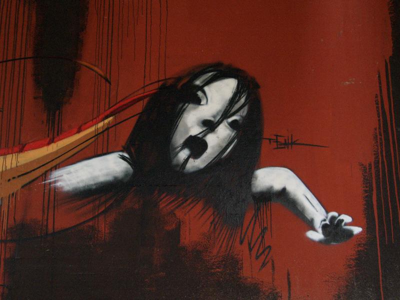 Karlsruhe, Germany: Brauerstrasse underpass: girl (graffiti)