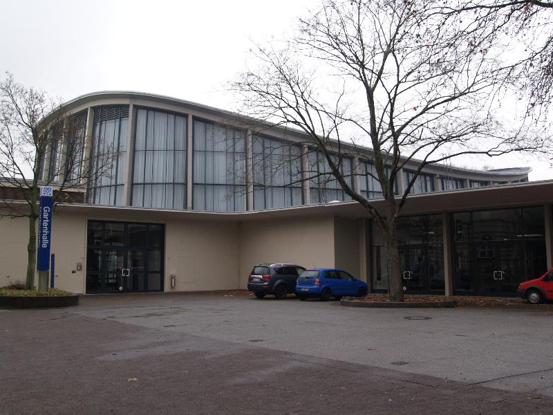 Karlsruhe, Germany: Schwarzwaldhalle (Festplatz): view (1953, architect Erich Schelling)
