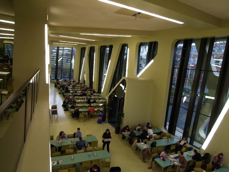 Karlsruhe, Germany: Mensa (dining hall) der Hochschule Karlsruhe (Moltkestrasse): interior (2004-2006, architect J. Mayer H.)