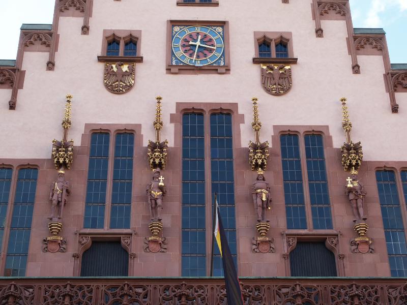 Frankfurt, Germany: Roemer (Roemerberg 21): facade (originally medieval, destroyed in WWII)