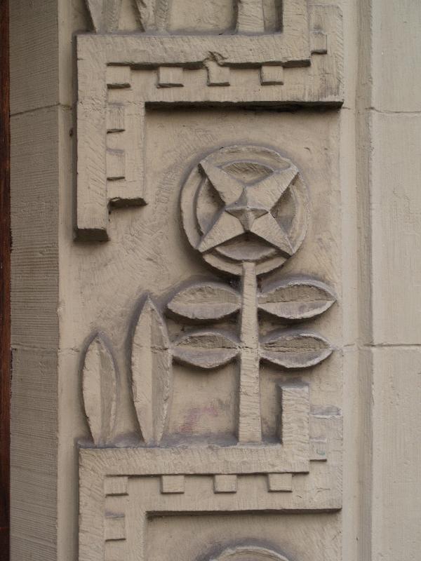 Karlsruhe, Germany: Bahnhofstrasse 28: door frame decoration