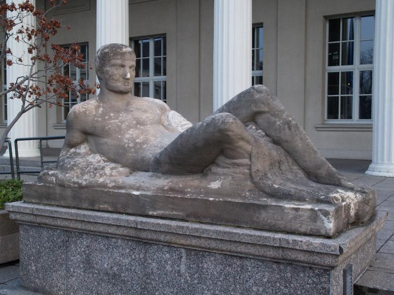Karlsruhe, Germany: Stadthalle (Festplatz): 'Kraft' (Power) (1923, sculptor Oskar Alexander Kiefer)