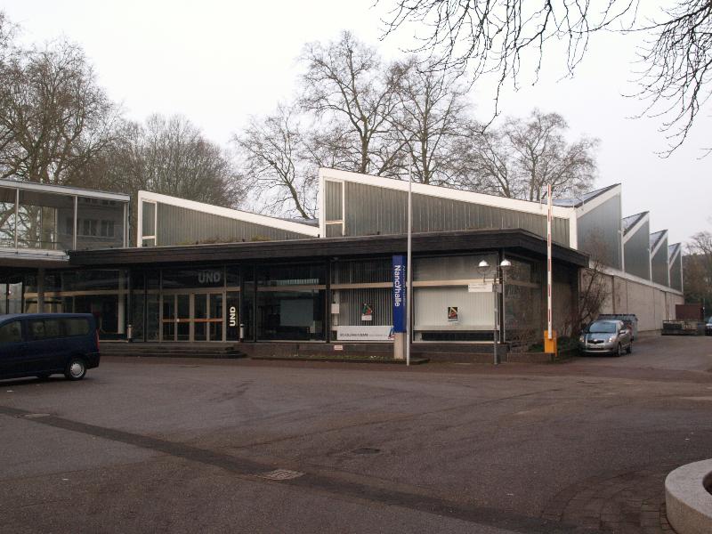 Karlsruhe, Germany: Nancyhalle (Festplatz): view (1965-1967, architect Erich Schelling)
