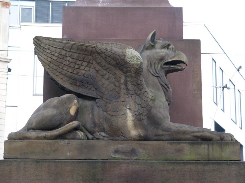 Karlsruhe, Germany: Carl Grosherzog von Baden monument (Karl-Friedrich-Strasse): griffin (1822-1832, Friedrich Weinbrenner, restored 1986)