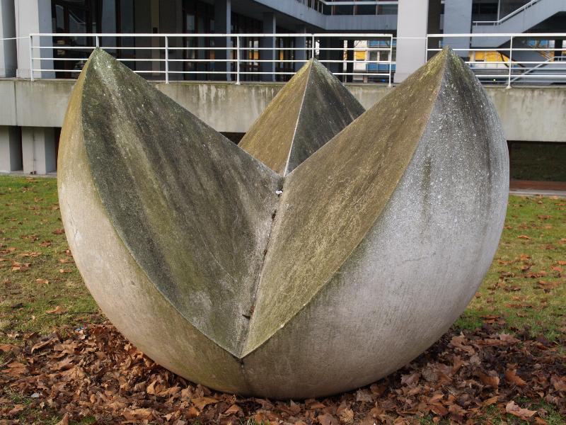 Karlsruhe, Germany: Universitaet Karlsruhe, Fakultaet fur Mathematik: sculpture of sectioned sphere