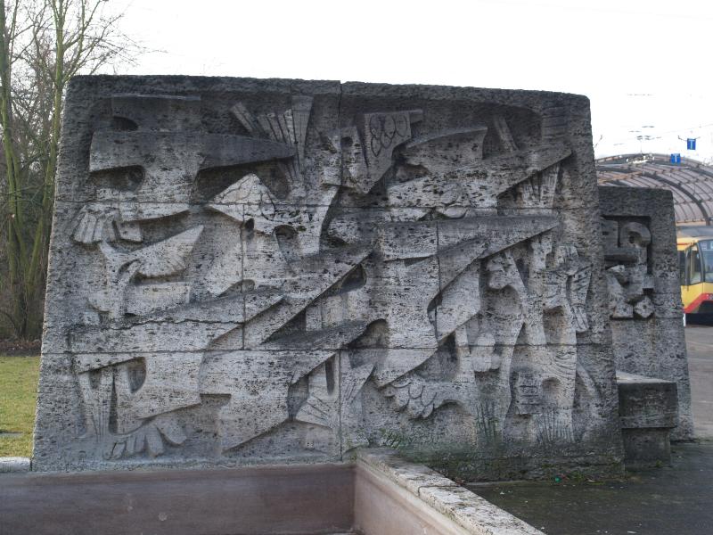 Karlsruhe, Germany: Albtalbahnhof: fountain sculpture