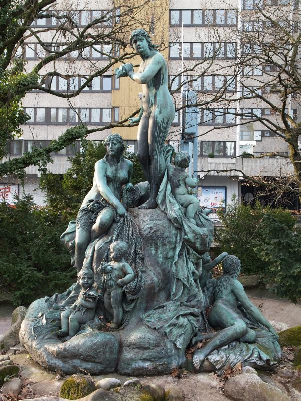 Karlsruhe, Germany: Nymphengarten (Kriegsstrasse): fountain sculpture (1889-1891, Heinrich Weltring)