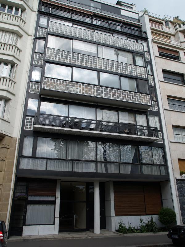 Paris, France: 24 Rue Nungesser-et-Coli: view (1934, architects Le Corbusier and Pierre Jeanneret)