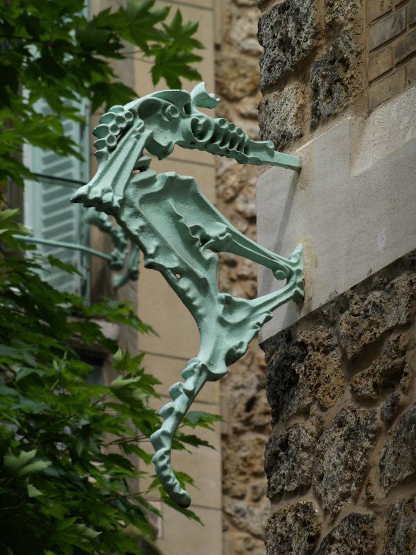 Paris, France: Castel Beranger, 14 Rue la Fontaine: seahorse (1897-1898, architect Hector Guimard)