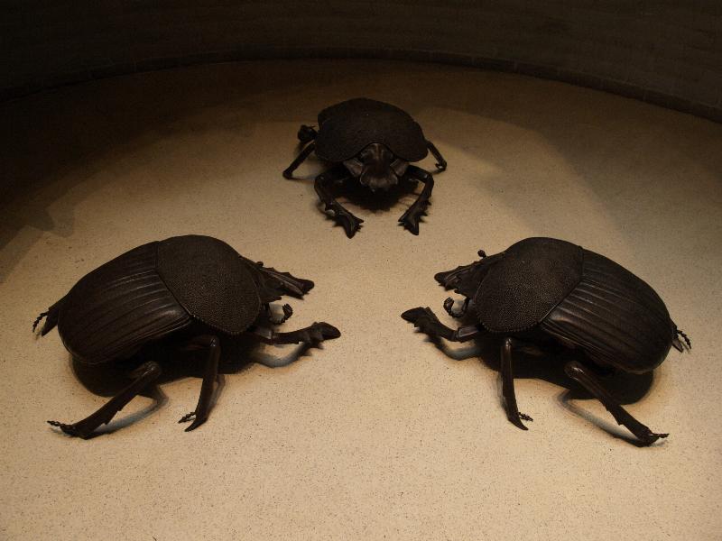 Cambridge, England: Murray Edwards College (was New Hall): Three Dung Beetles (2000, sculptor Wendy Taylor)
