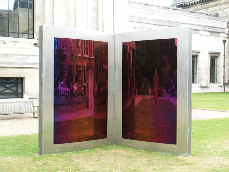 Cambridge, England: Fitzwilliam Museum: Open Book (2008, sculptor Diane Maclean)