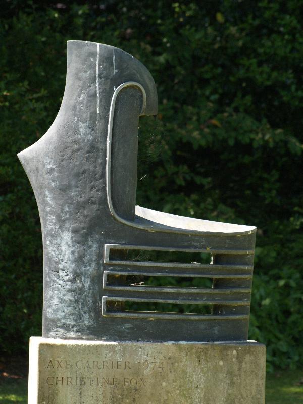 Cambridge, England: Clare Hall: Axe Carrier (1974, sculptor Christine Fox)
