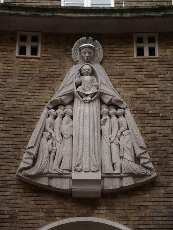 London, England: Notre Dame de France: Virgin of the Mercy (c 1953, sculptor Georges Saupique)