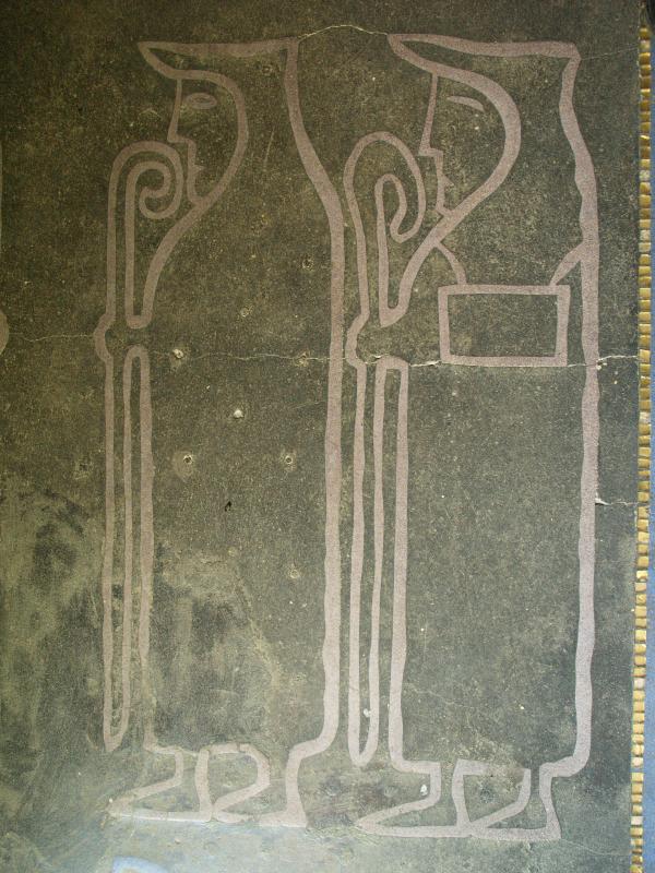 Cambridge, England: Gonville and Caius College: floor drawing, monks? (1927-1929, artist Raymond McGrath)