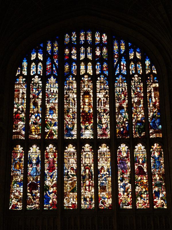 Cambridge, England: King's College: chapel, west window