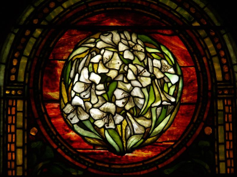 Buffalo, New York (NY): Episcopal Church of the Good Shepherd: Lillies and Scroll-work (1888, Tiffany Studios)