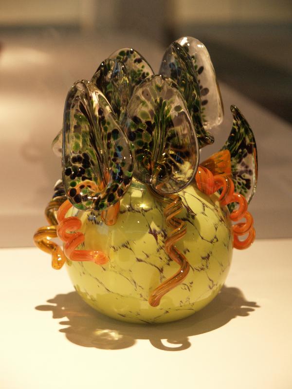 Corning, New York (NY): Corning Museum of Glass: Celadon Green Piccolo Venetian with Viridian Lilies (1994, artist Dale Chihuly)