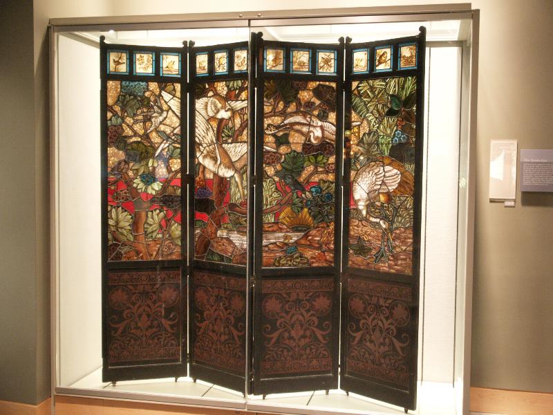 Corning, New York (NY): Corning Museum of Glass: Screen, Marsh Landscape with Herons, and other Water Birds, and Marine Wildlife (about 1875-1880, attributed to John Moyr Smith)