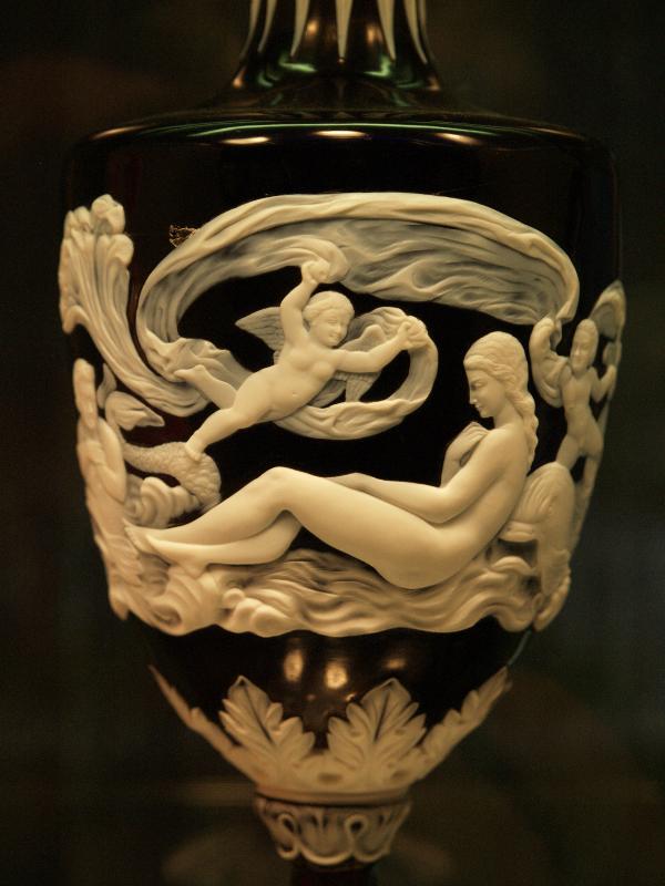 Corning, New York (NY): Corning Museum of Glass: The Birth of Venus (1877, maker Hodgetts, Richardson and Son, carver Alphonse Lechevrel)
