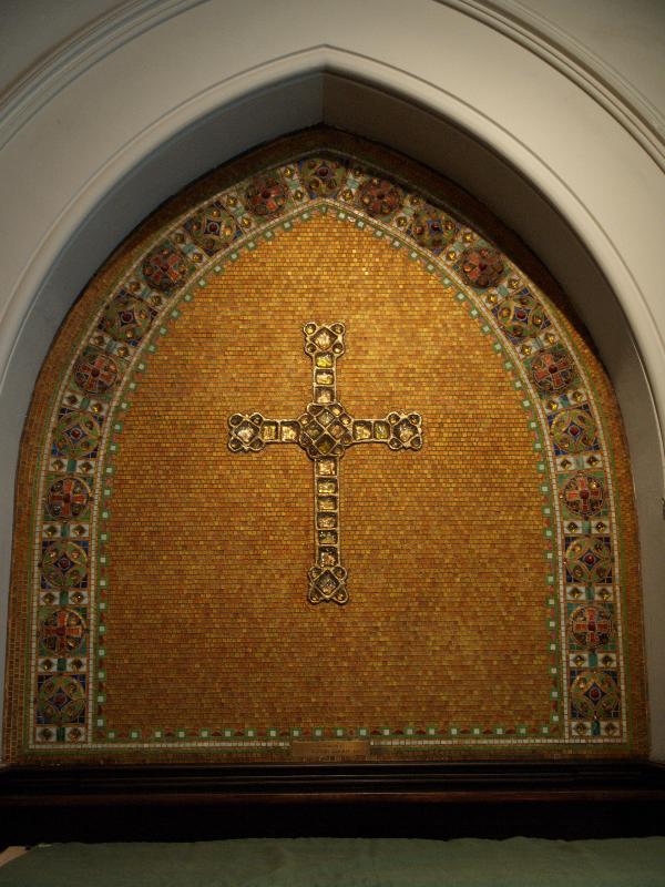 Corning, New York (NY): Christ Episcopal Church: Tiffany reredos (probably in period of 1910-1913, Tiffany Studios)