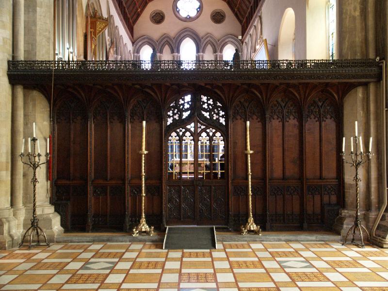 Cambridge, England: Jesus College: rood screen (1846-1849, architect Augustus Pugin)