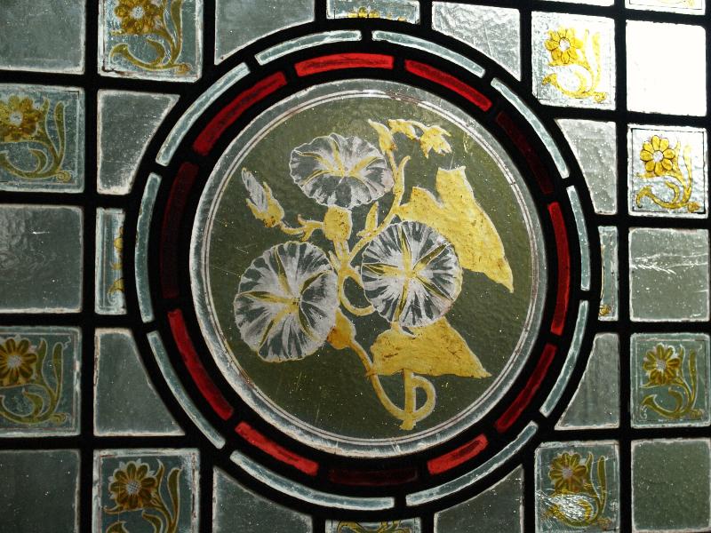 Cambridge, England: Martin Centre: Bindweed window