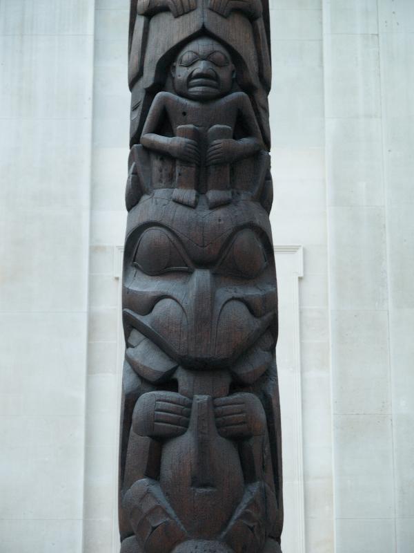 London, England: British Museum: house frontal pole, detail (about 1850, Haida)