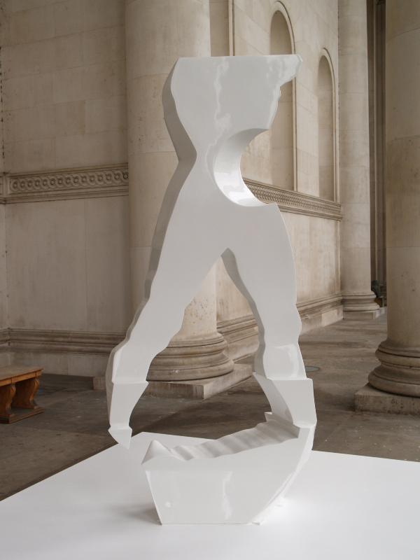 Cambridge, England: Fitzwilliam Museum: I never wanted to weigh more heavily on a man than a bird (Coco Chanel) (sculptor Nick Hornby)