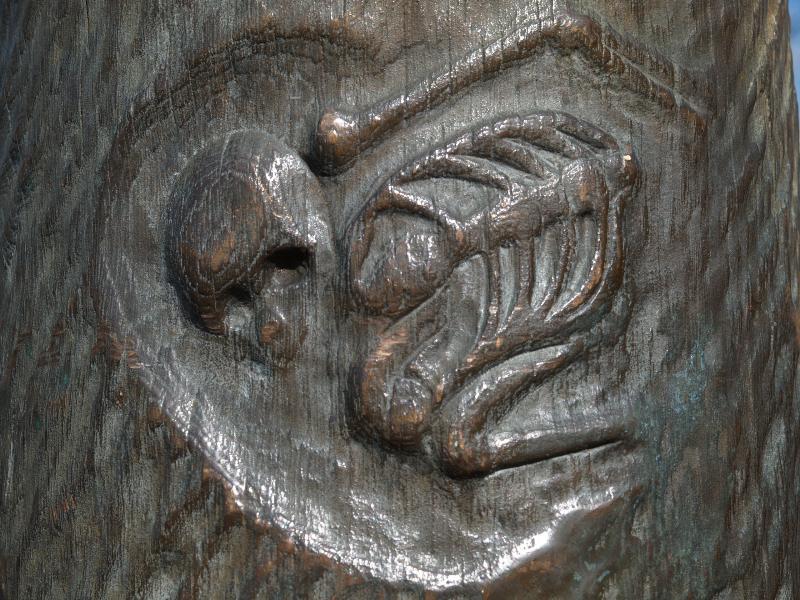 Cambridge, England: Magdalene Street: Bronze Column (2001, sculptor Michael Fairfax)