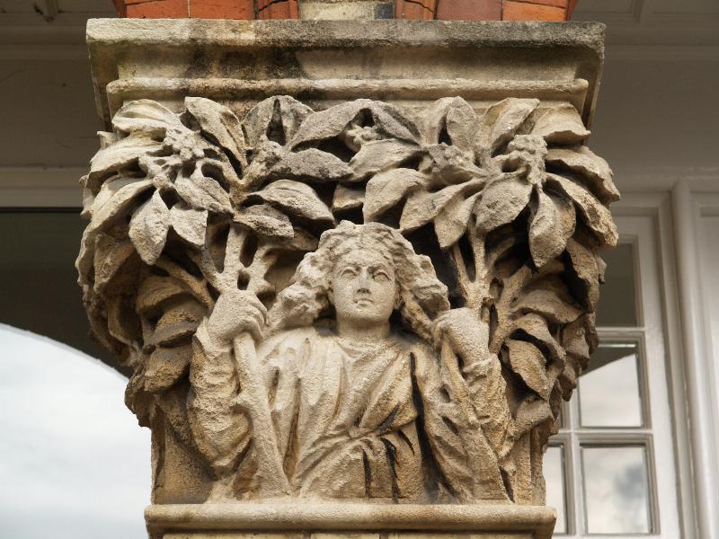 Cambridge, England: 93-95 Station Road: relief on column