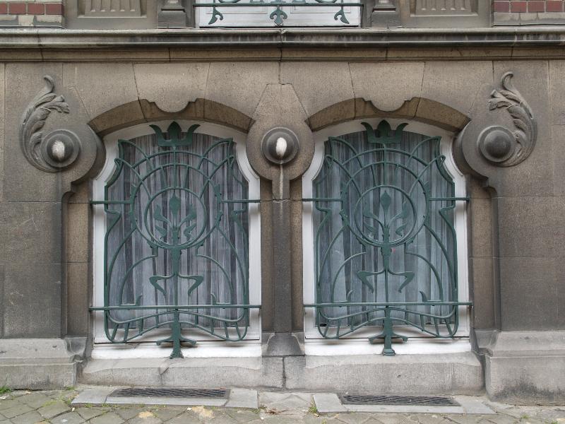 Brussels, Belgium: 11 Avenue Jef Lambeaux: window ironwork grille (1900, architect Victor et Alphonse Boelens)