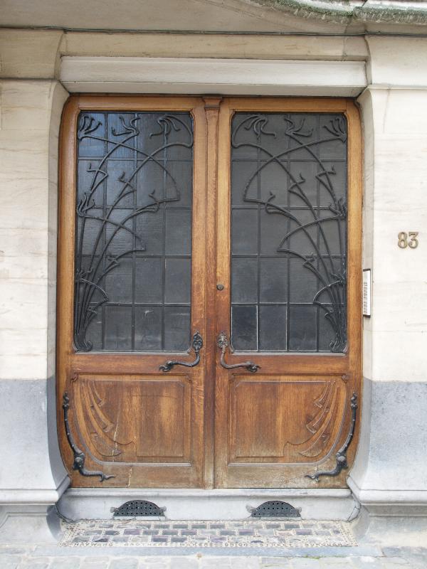 Brussels, Belgium: 83 Rue Faider: door (1900, architect Albert Roosenboom)