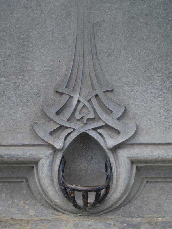 Brussels, Belgium: 83 Rue Faider: boot scraper (1900, architect Albert Roosenboom)