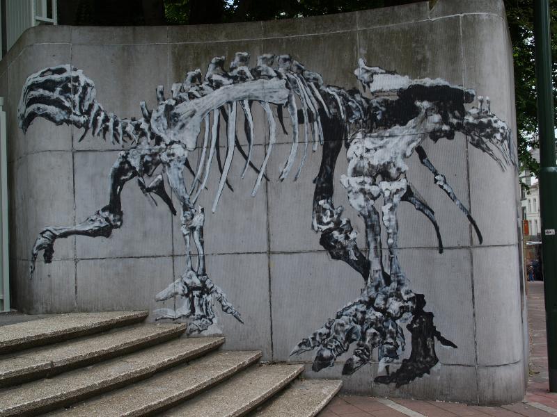 Brussels, Belgium: Royal Natural Science Institute of Belgium Museum (Musee de l'Institut Royal des Sciences Naturelles de Belgique): dinosaur painting