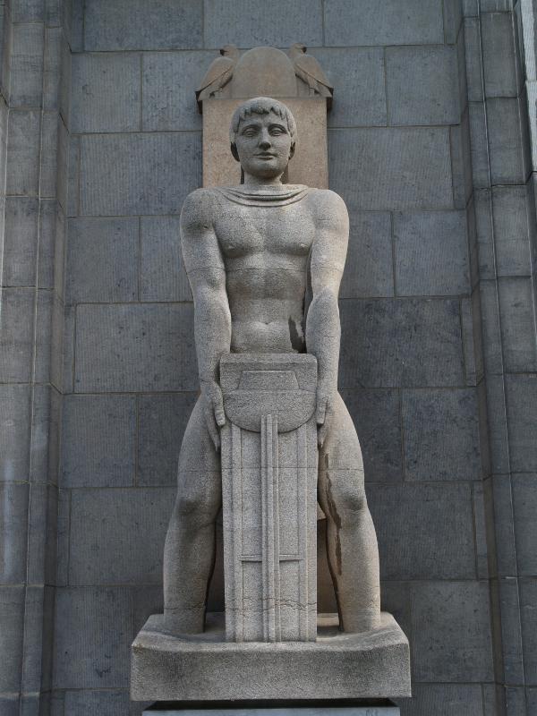 Brussels, Belgium: Musee du Cinquantenaire: male (c 1954, sculptor Marcel Rau)
