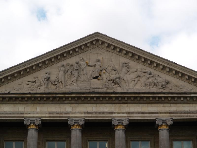 Brussels, Belgium: Belgian Parliament Building, Palais de la Nation: pediment (1779-1783, architect Gilles-Barnabe Guimard)