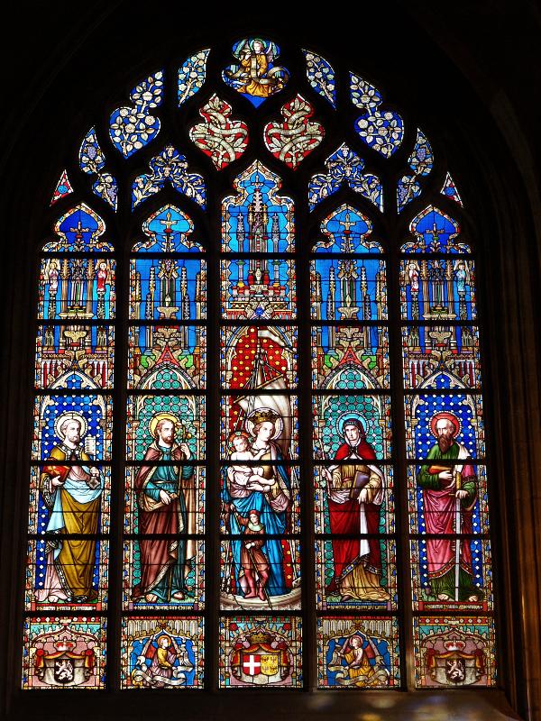 Brussels, Belgium: Eglise Notre Dame du Sablon (Church of Our Lady of Sablon): window (1861, Samuel Coucke)