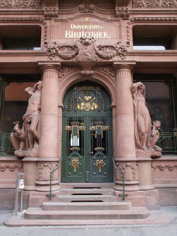 Heidelberg, Germany: Universitaet Heidelberg, Universitaetsbibliothek: door (1901-1905, architect Josef Durm)