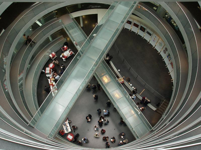Heidelberg, Germany: EMBL, The Advanced Training Centre: double helix ramp (2010, architect Bernhardt + Partner)