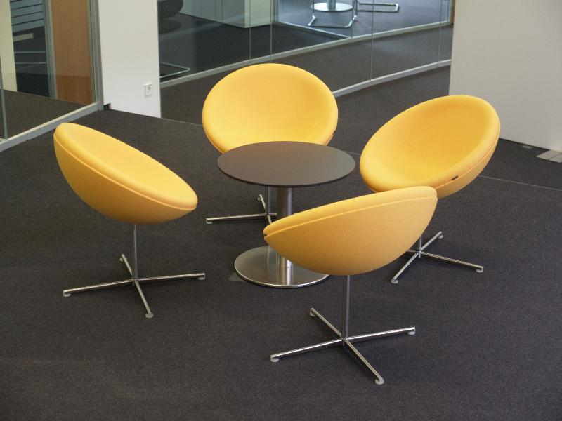 Heidelberg, Germany: EMBL, The Advanced Training Centre: yellow chairs (2010, architect Bernhardt + Partner)