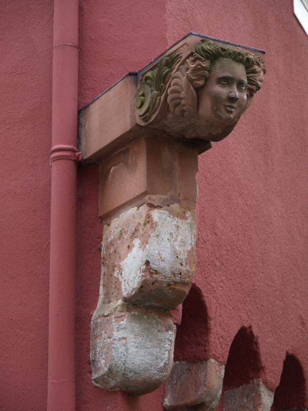 Heidelberg, Germany: 8 Lauerstrasse: angel on old column support