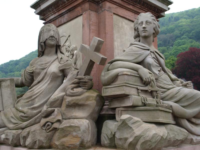 Heidelberg, Germany: Karl Theodor Brucke: monument to Minerva (Athena): Piety and Justice (1788, sculptor Franz Conrad Linck)